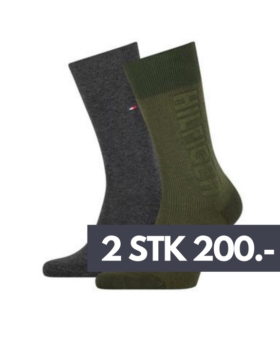Tommy Hilfiger Men Seasonal Sock 2-pack RIB - Olive